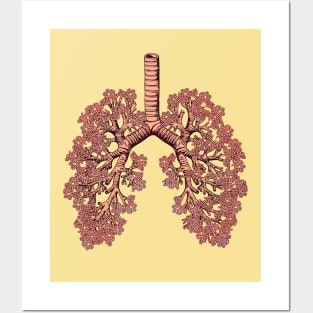 Lung Anatomy art, coral color, Cancer Awareness Posters and Art